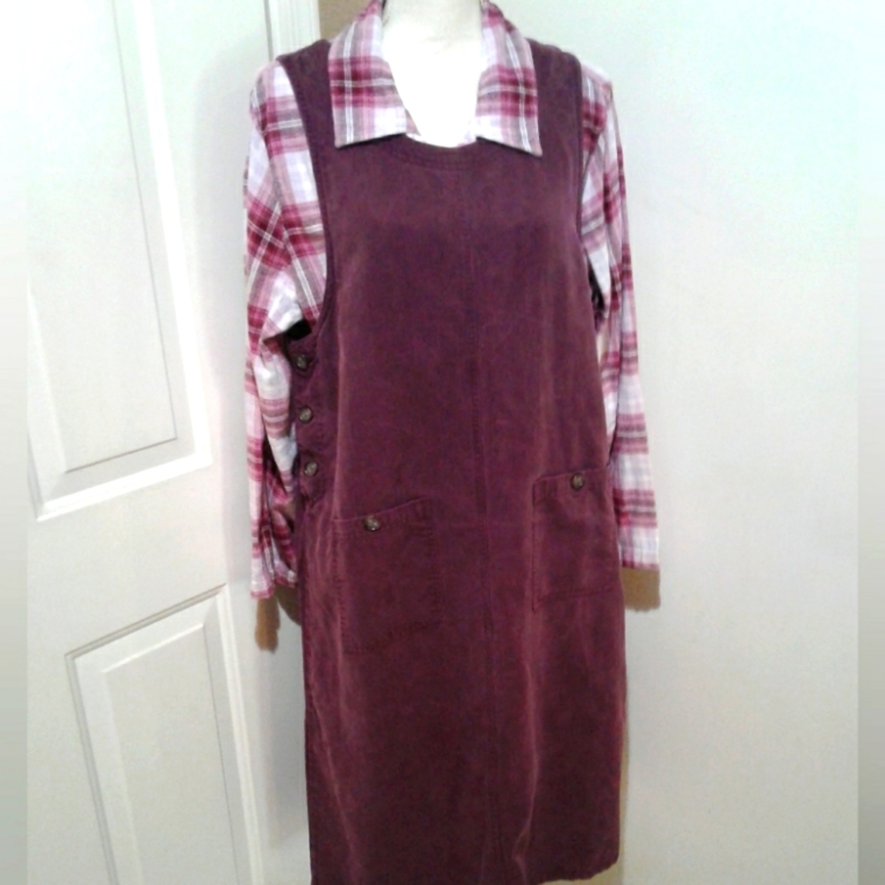 🌺 Vintage AKS (Amy K Su) Deep Mauve Corduroy Dress/Jumper
